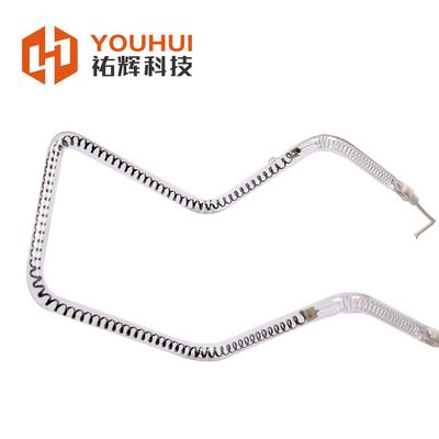 Lampe de chauffage infrarouge à fibre de carbone à ondes moyennes avec tube de quartz pour un durcissement rapide et un temps de réponse de 1s