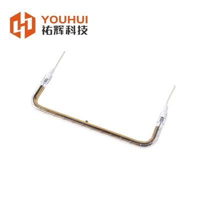 Lampe à chauffage halogène enduite d'or à tube unique en forme de U à angle plat et à haute température de filament