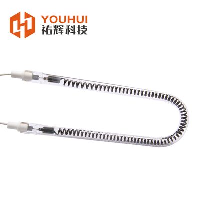 Lampe chauffante infrarouge en fibre de carbone à tube unique en forme de U avec température de filament de 1100 à 2600 °C et réflecteur doré
